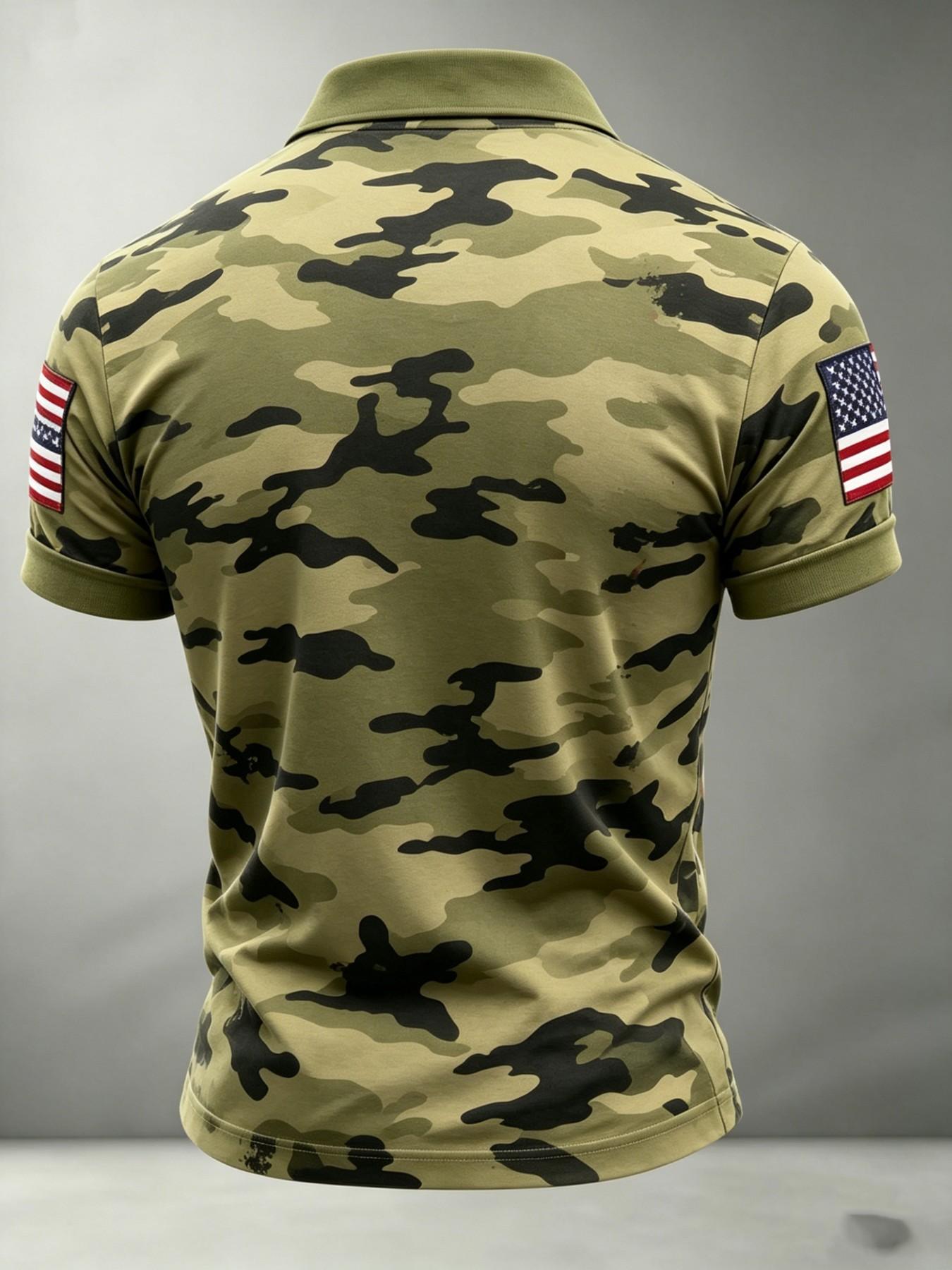 250th Anniversary American Camouflage Flag and Cross Print Polo Shirt
