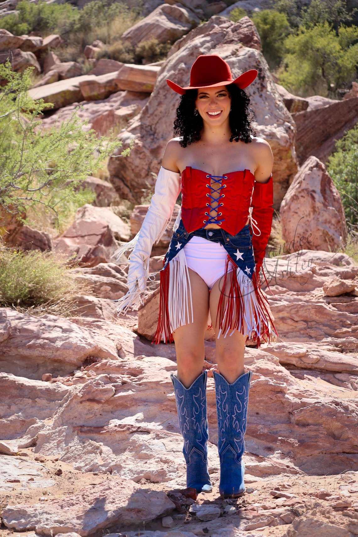 đUSA 250th Anniversary Patriotic Denim Fringe Belt