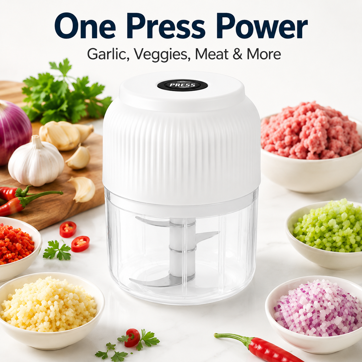 โจ Mini Electric Food Chopper โ One-Press Garlic & Veggie Prep ๐ณ๐ฅ๐ง