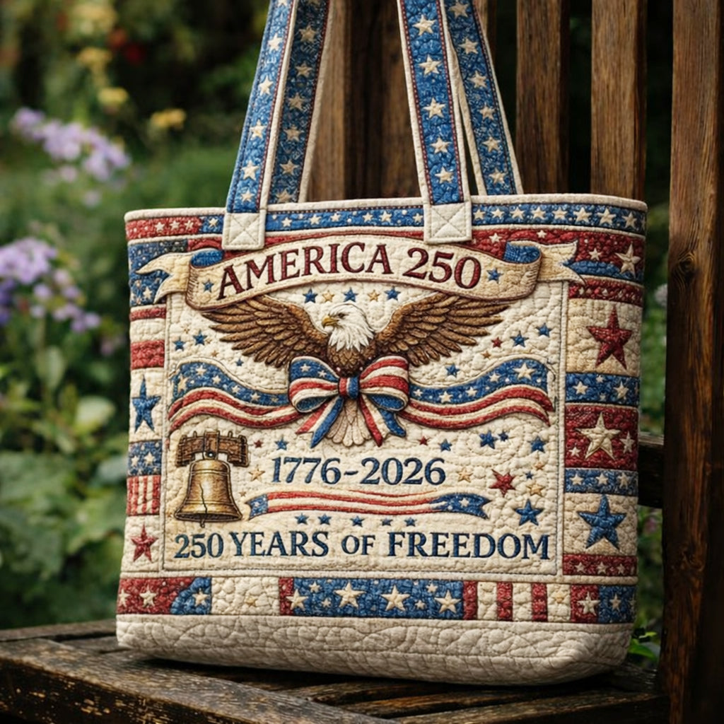 US 250th Anniversary Floral Art Casual Quilted Tote Bag