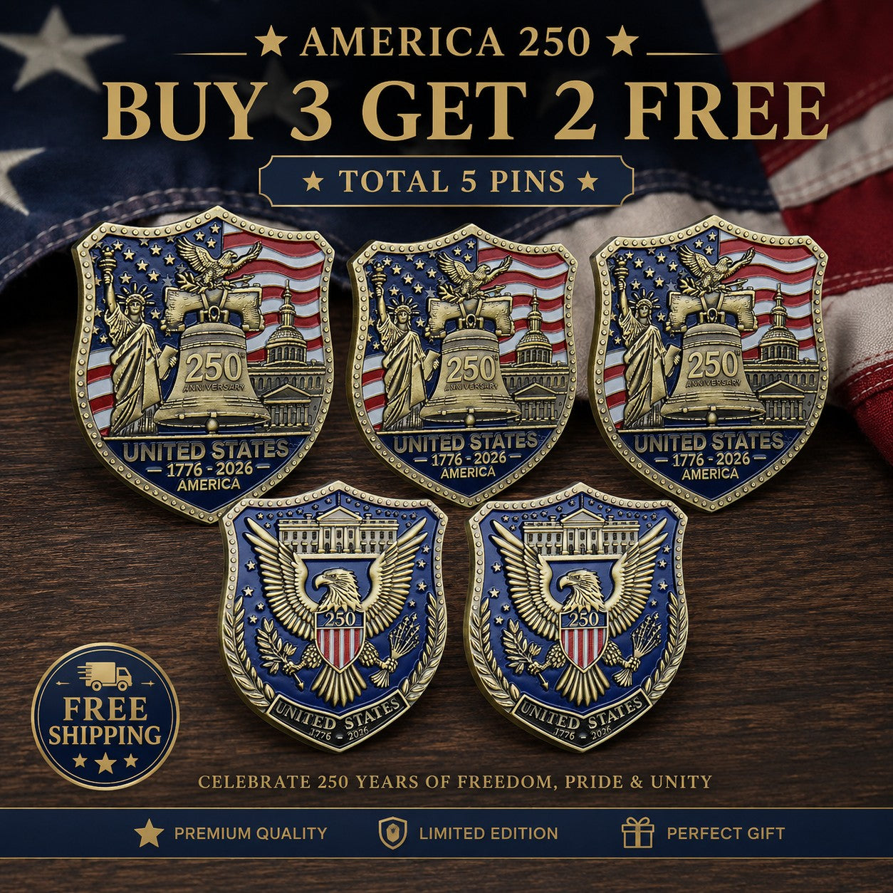 America 250 Shield Commemorative Coin