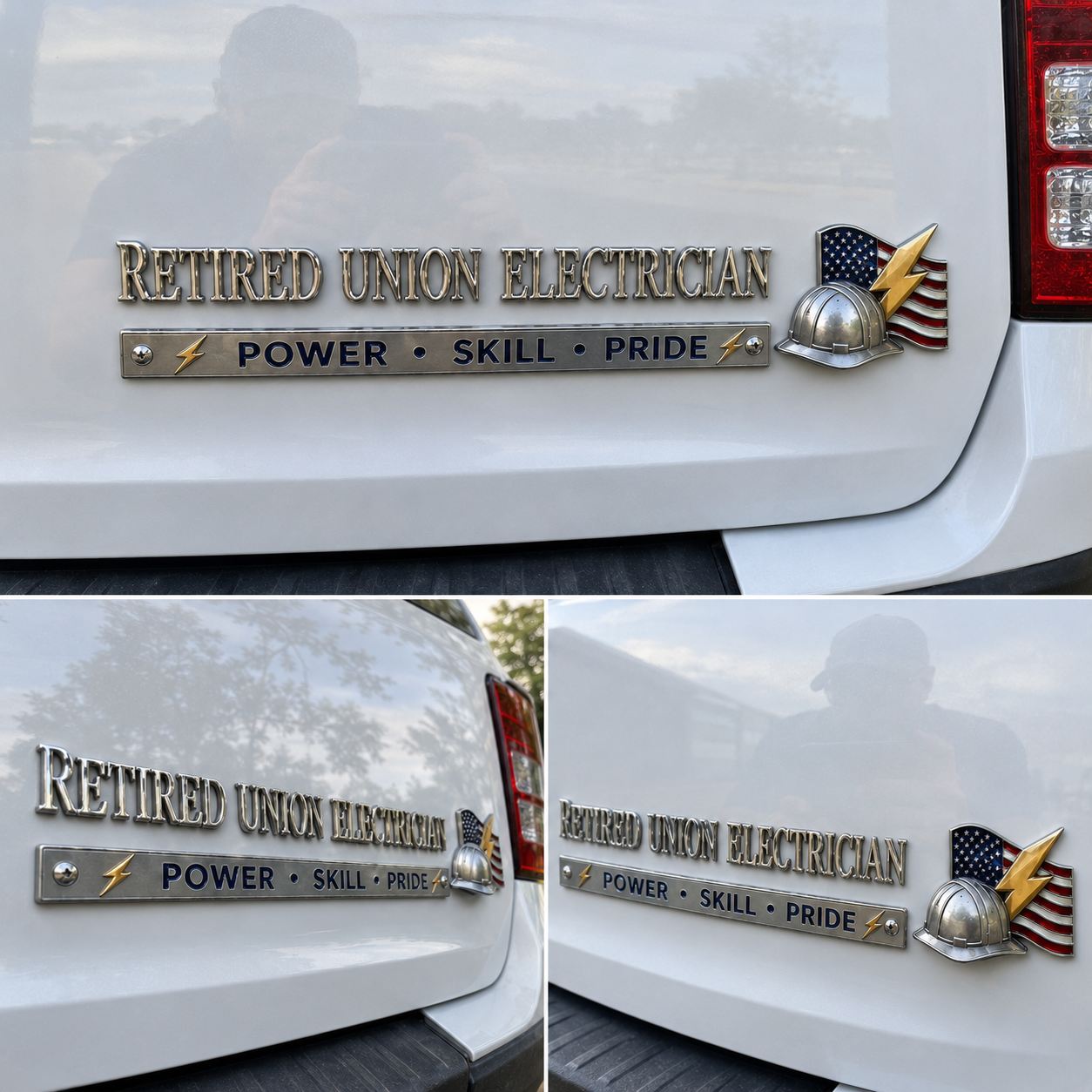 ⚡ Retired Union Electrician Power Skill Pride Metal Car Emblem Badge