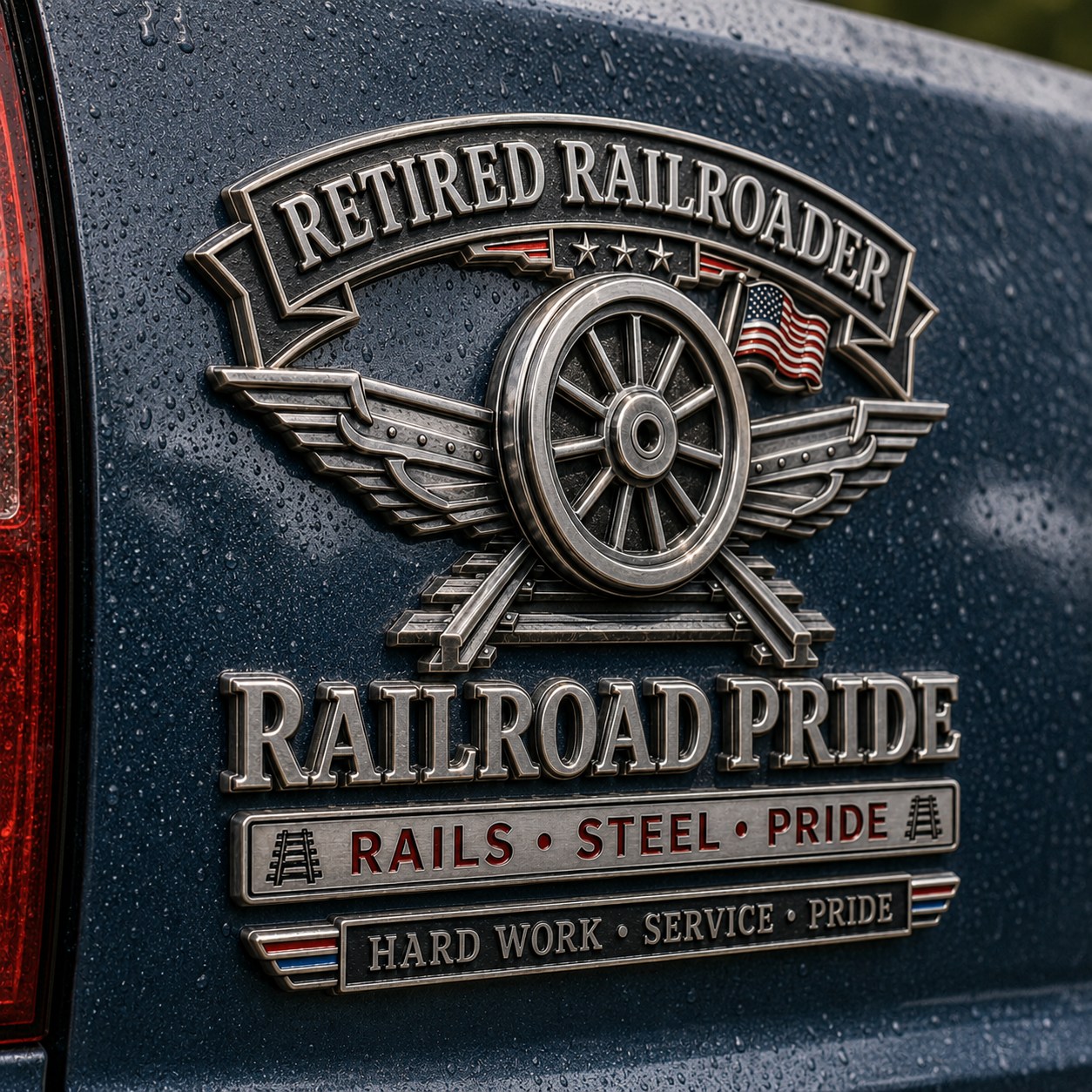 Last Day Promo: 49% OFF -Retired Railroader Railroad Pride Metal Car Emblem