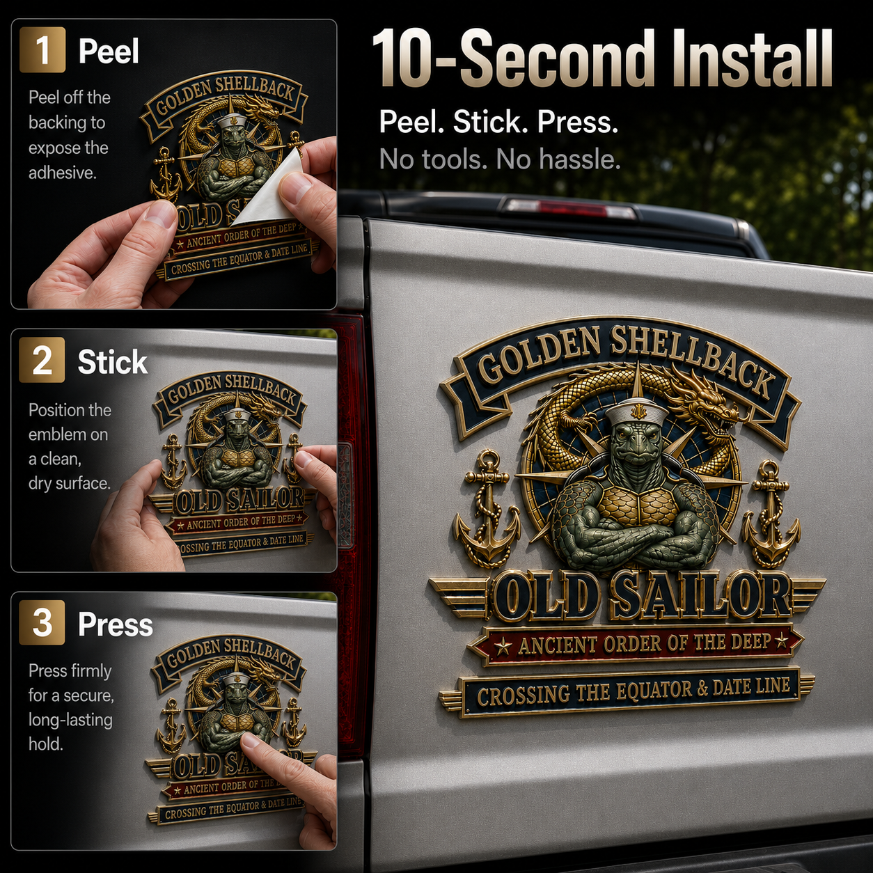 šLast Day Promo: 49% OFF -āGolden Shellback Old Sailor Metal Emblem