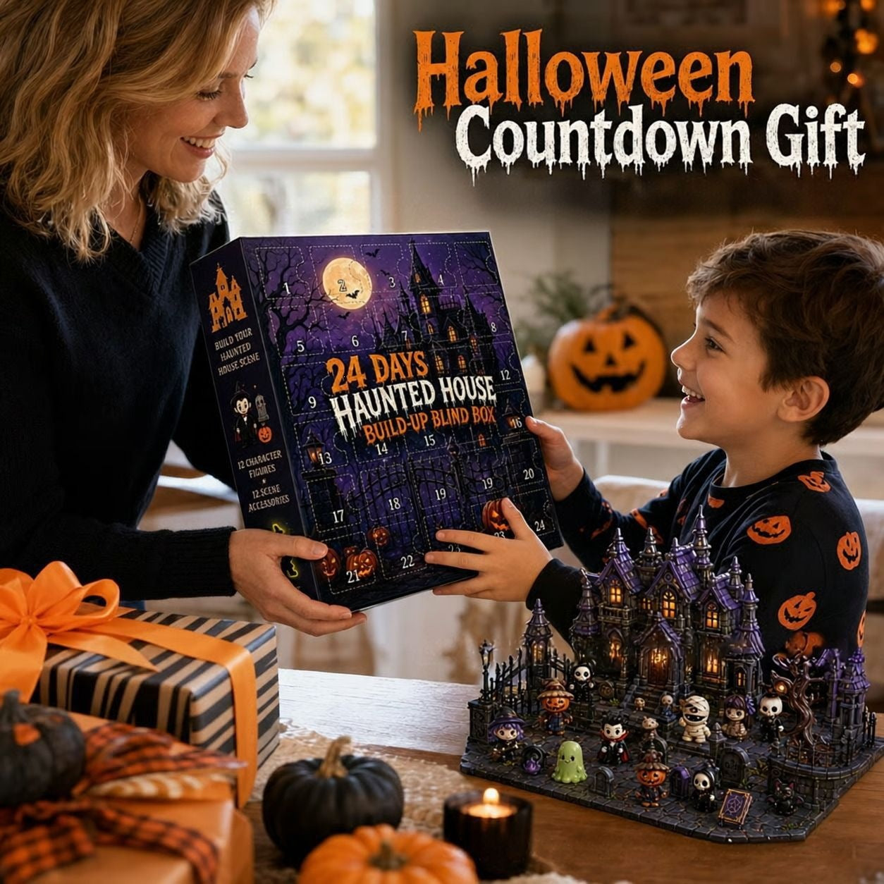 24-Day Haunted House Build-Up Blind Box | "Creepy-Cute" Halloween Countdown Calendar & Collectible Diorama|Halloween 24-day advent calendar