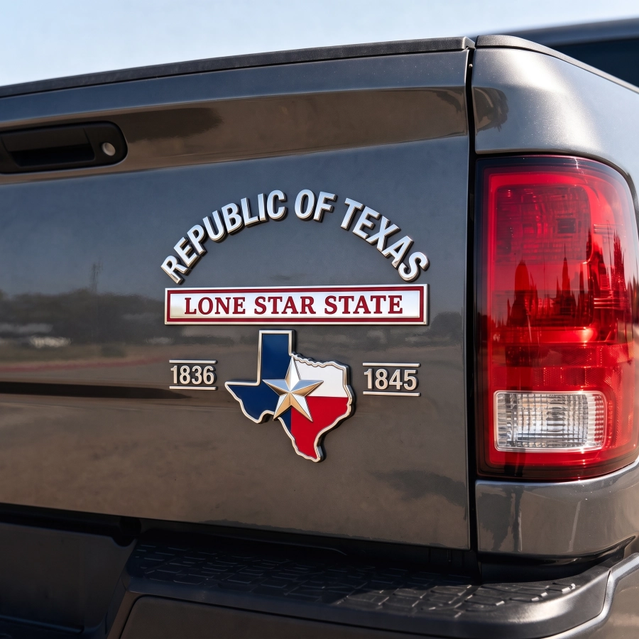 Premium 3D Metal Texas Lone Star Emblem Badge