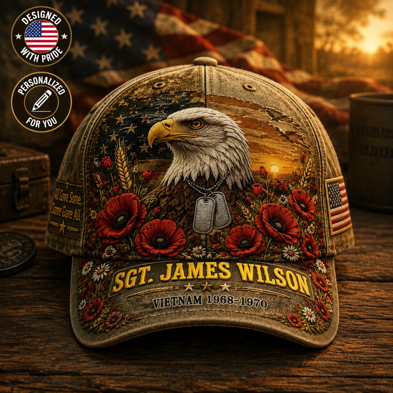 🦅 Personalized "Honor & Legacy" Veteran Cap | Custom Name, Rank & Service Years 🇺🇸