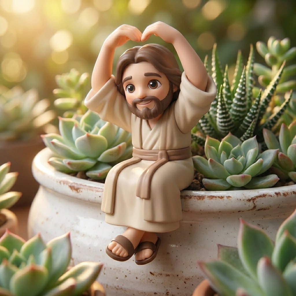 "Jesus is with You" - Adorable Sitting Jesus Monitor Buddy & Desk Decor โจ