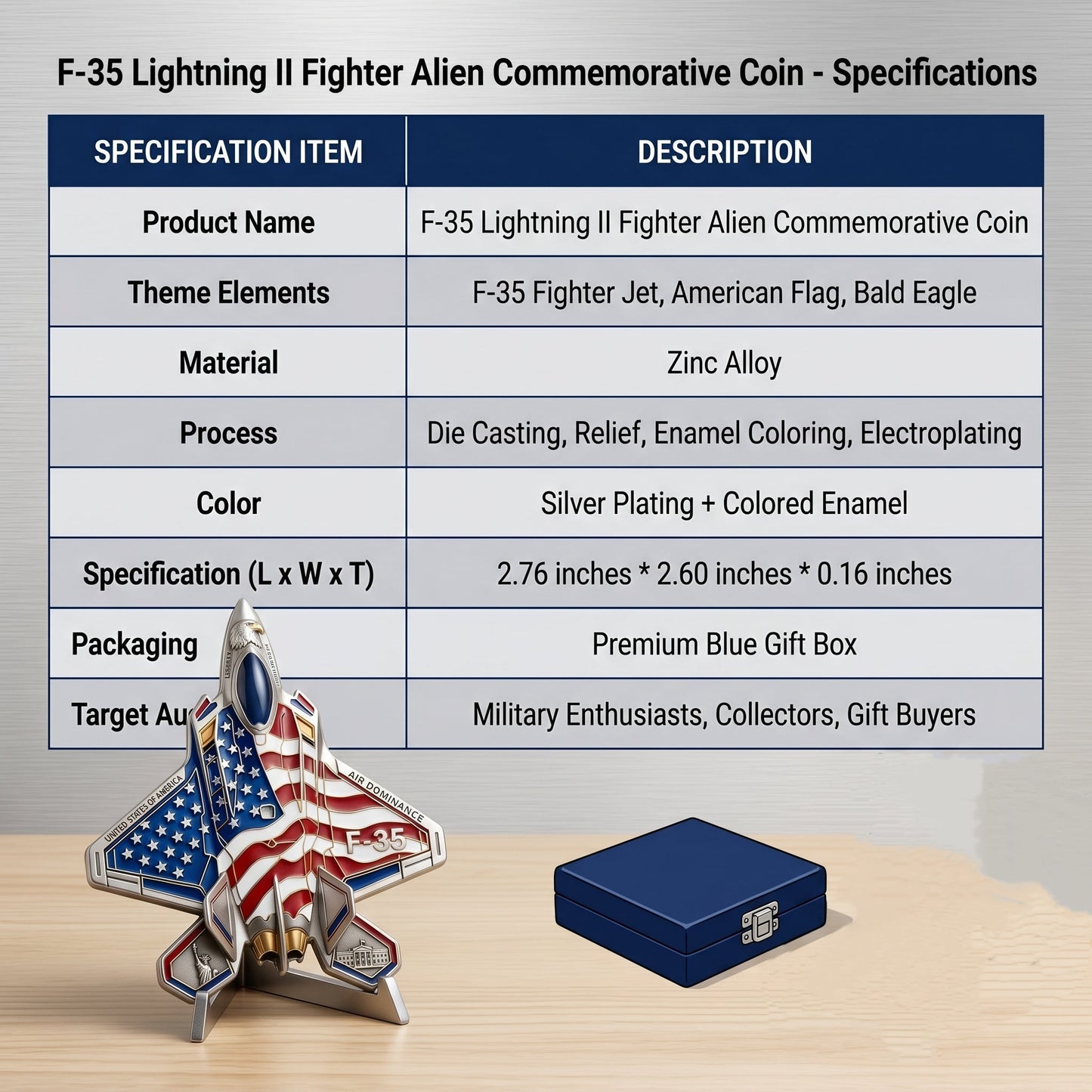 ✈️F-35 Lightning II Fighter Alien Commemorative Coin🔥,🌟 US Air Force Military Collection Commemorative Medal, 🌟Metal Relief Enamel Craft, Military Fans Gift🎁