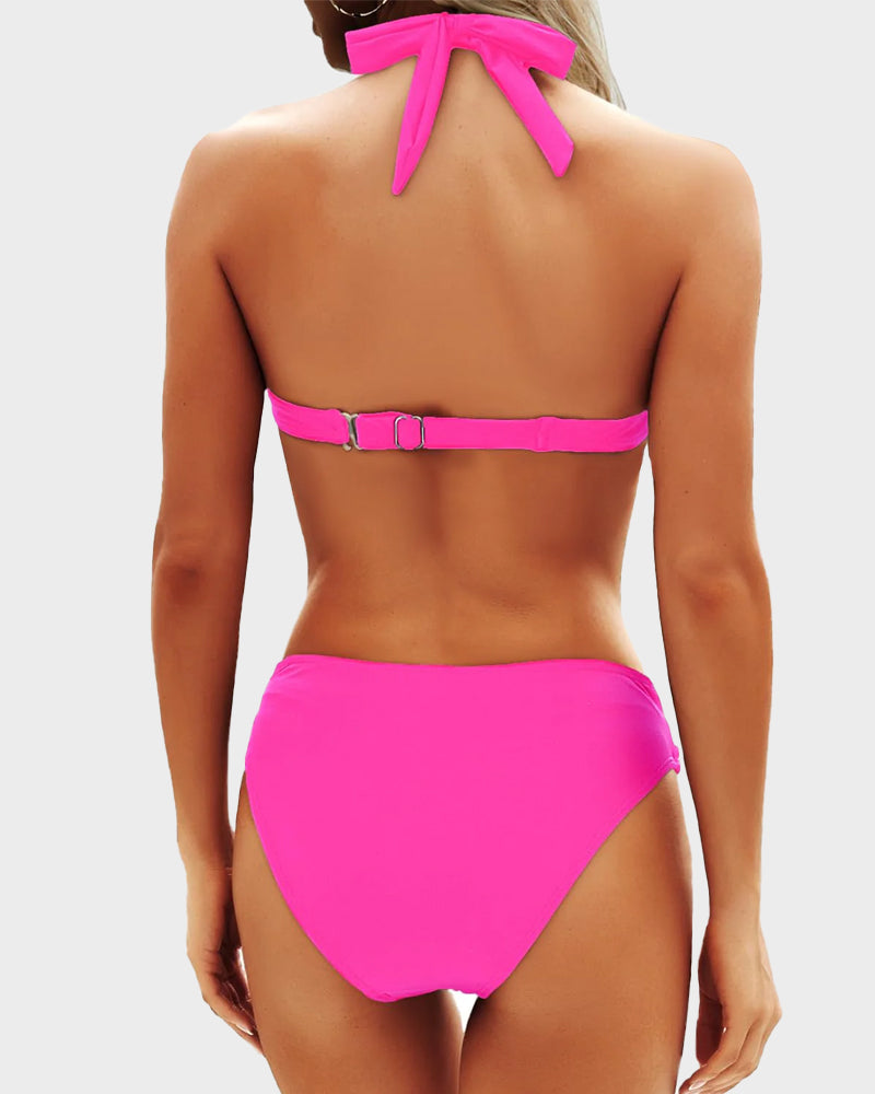 Vintage Halter Neck Bikini Swimsuit Set