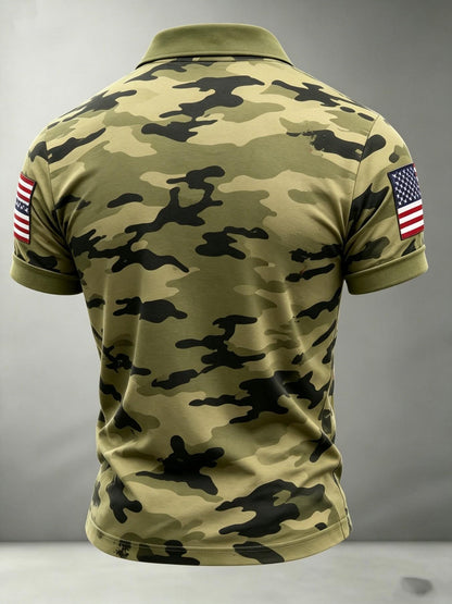 250th Anniversary American Camouflage Flag and Cross Print Polo Shirt