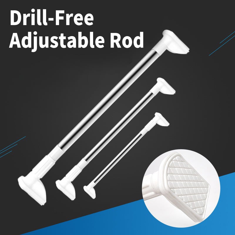 Drill-Free Adjustable Tension Rod – No Holes, No Damage, Instant Install