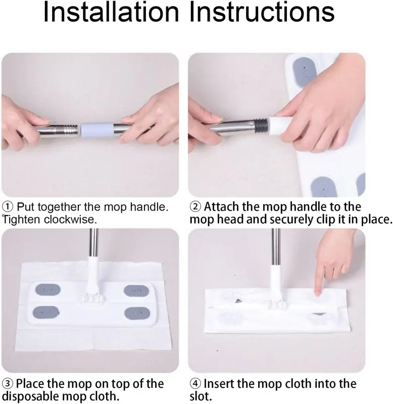 No-Wash Disposable Mop – Hands-Free, Dry & Wet Multi-Surface Cleaner with 10 Pads