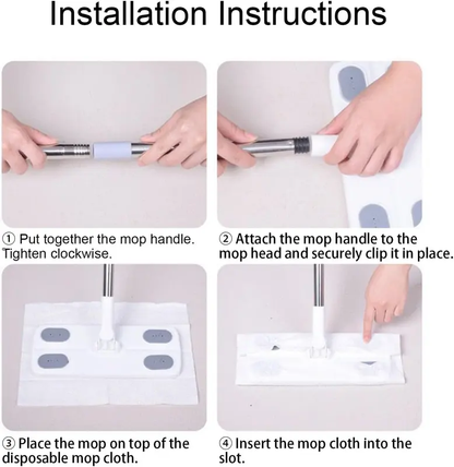 No-Wash Disposable Mop – Hands-Free, Dry & Wet Multi-Surface Cleaner with 10 Pads