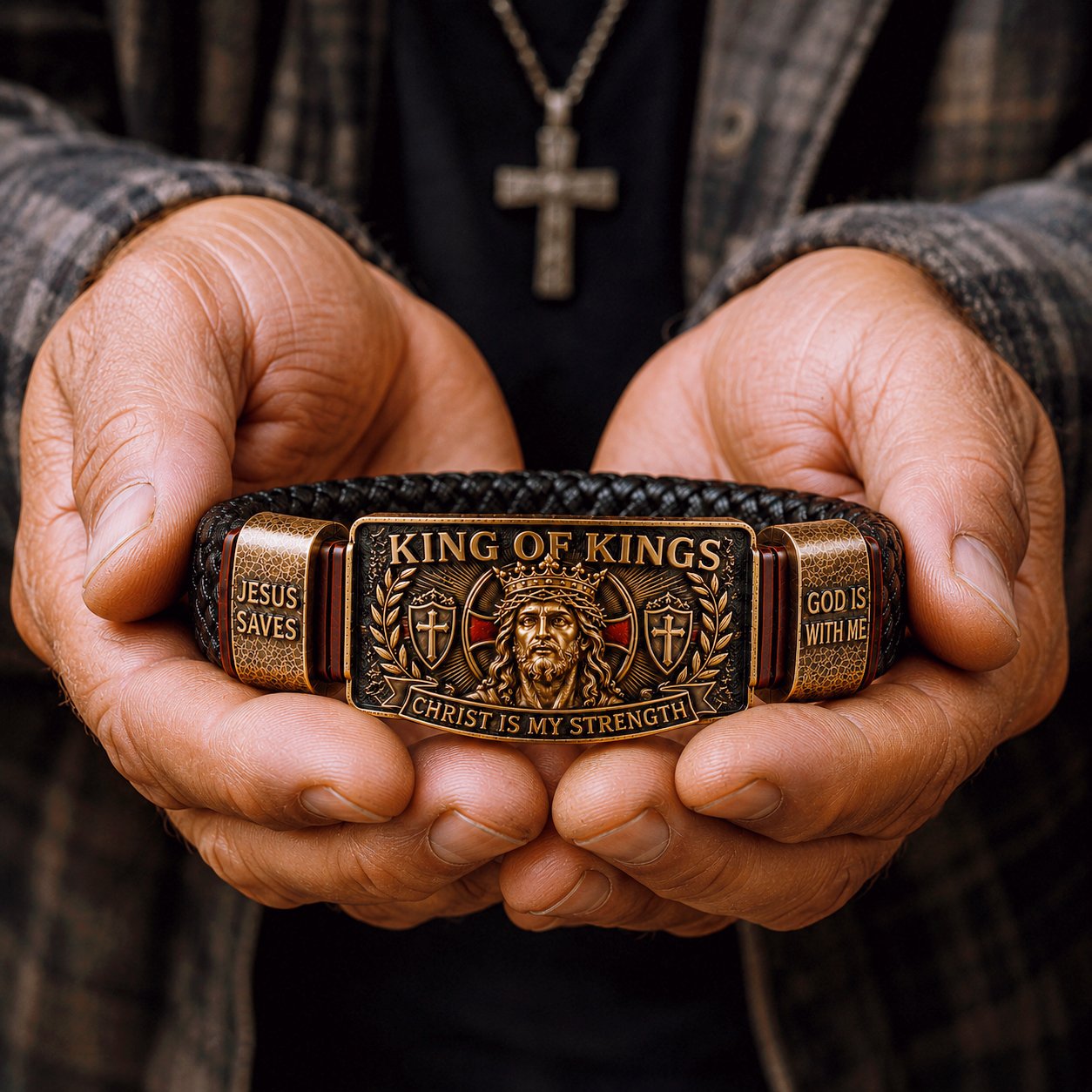 ✝ King of Kings Faith Bracelet – Adjustable Christian Wristband Gift