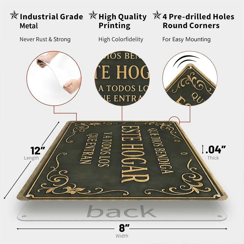 Spanish "God Bless This Home" Theme Iron Wall Art