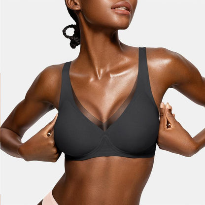 Deep V-Mesh Wireless Seamless Women's Bra