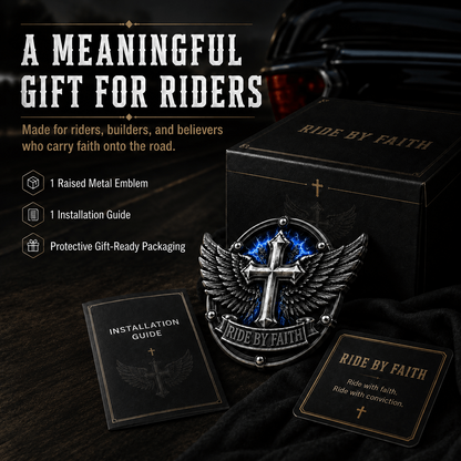 Last Day Promo: 49% OFF! Ride By Faith Winged CrossMetal Emblem