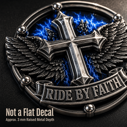 Last Day Promo: 49% OFF! Ride By Faith Winged CrossMetal Emblem