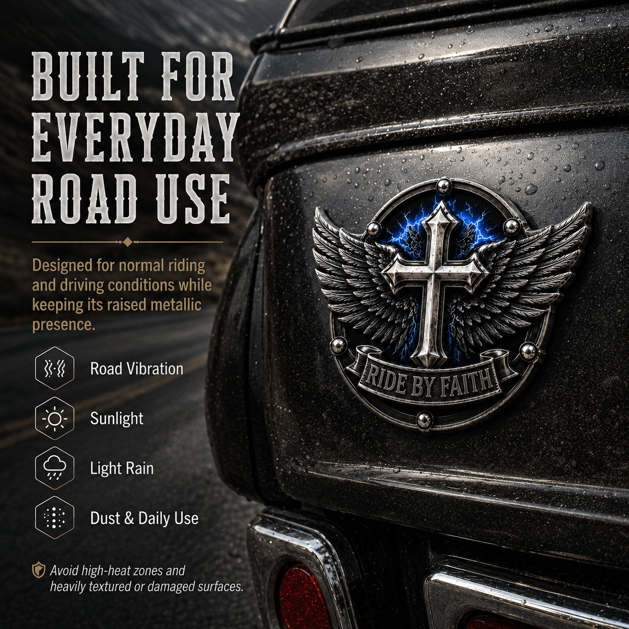 Last Day Promo: 49% OFF! Ride By Faith Winged CrossMetal Emblem