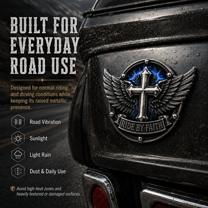 Last Day Promo: 49% OFF! Ride By Faith Winged CrossMetal Emblem
