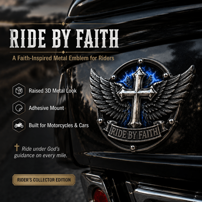 Last Day Promo: 49% OFF! Ride By Faith Winged CrossMetal Emblem