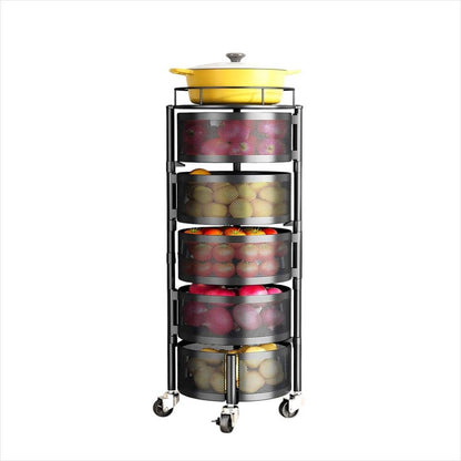 5-Tier Rolling Fruit & Vegetable Storage Basket with Lid