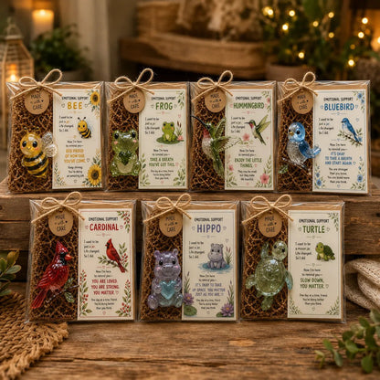 Emotional Support GlassAnimal Gift Set | 7 MeaningfulDesigns with EncouragementCard & Gift-Ready Packaging