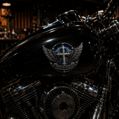 Last Day Promo: 49% OFF! Ride By Faith Winged CrossMetal Emblem