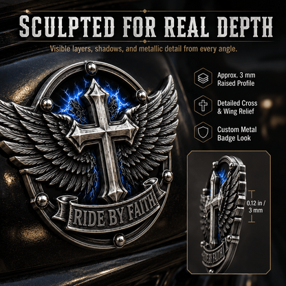 Last Day Promo: 49% OFF! Ride By Faith Winged CrossMetal Emblem