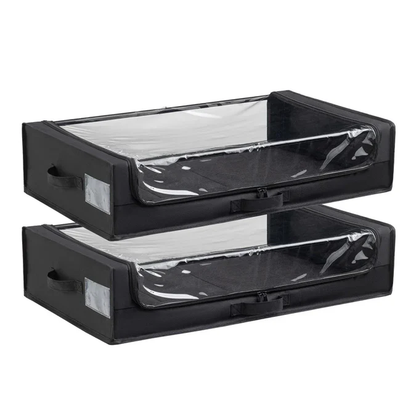 Set of 2 Under-Bed Rolling Storage Containers With Transparent Cover