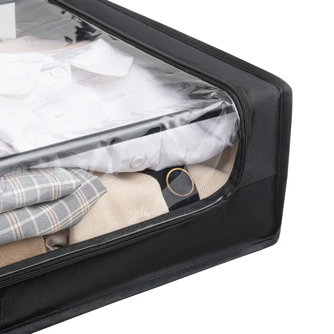 Set of 2 Under-Bed Rolling Storage Containers With Transparent Cover