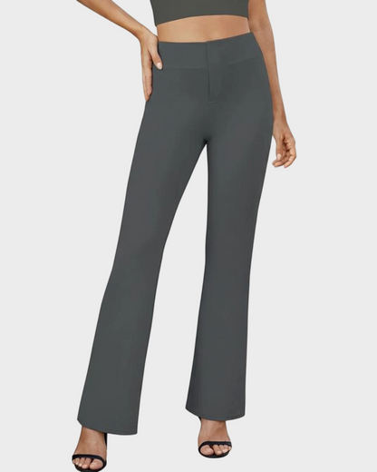 Womens High Waist Bootcut Trousers Stretch Office Pull On Slacks