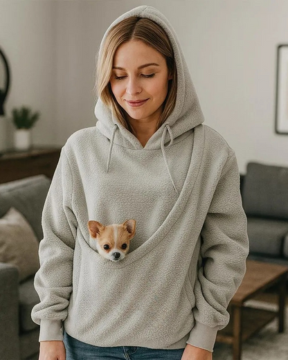 Women's Pet Pocket Hoodie Oversized Plush Carrier Pullover