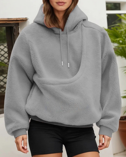 Women's Pet Pocket Hoodie Oversized Plush Carrier Pullover