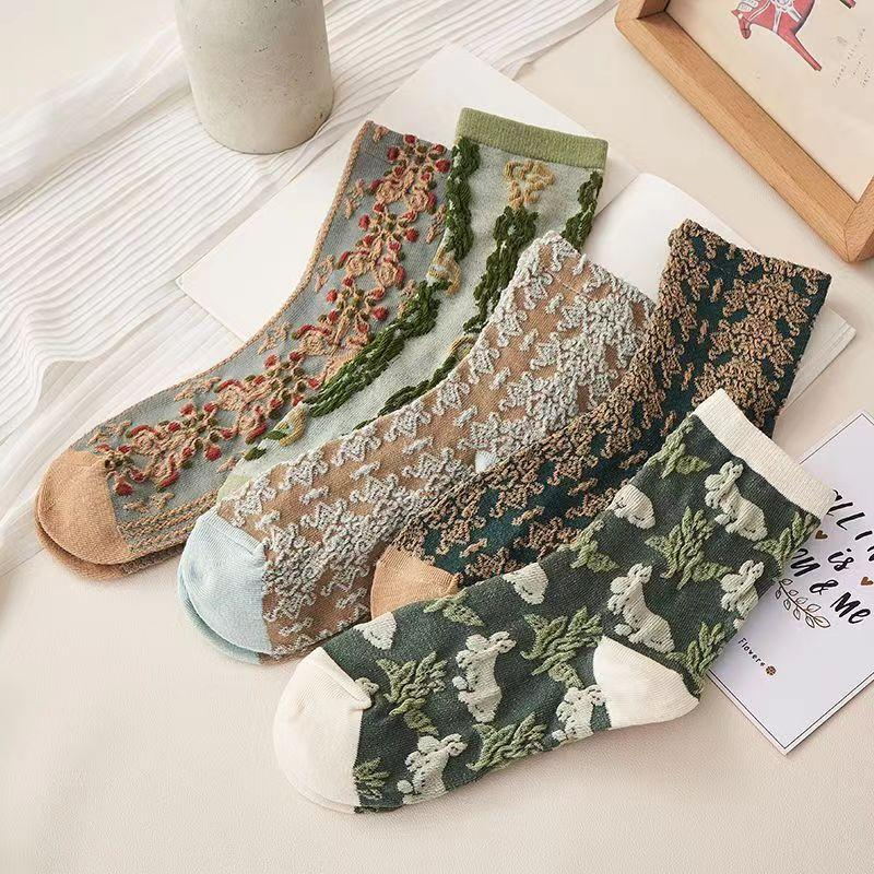 5 Pairs Womens Floral Socks