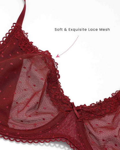 Women's Balconette Lace Bra See Through Demi Sheer