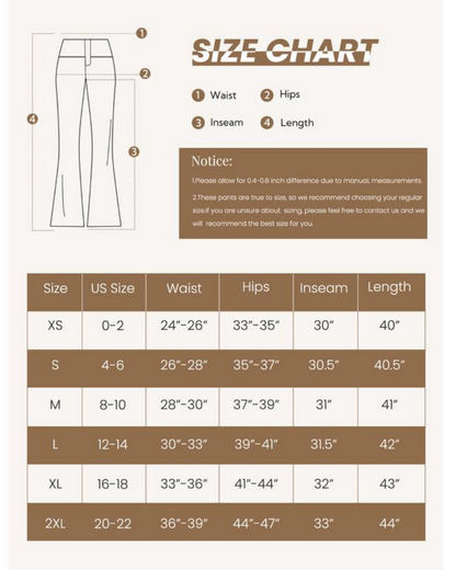 Womens High Waist Bootcut Trousers Stretch Office Pull On Slacks