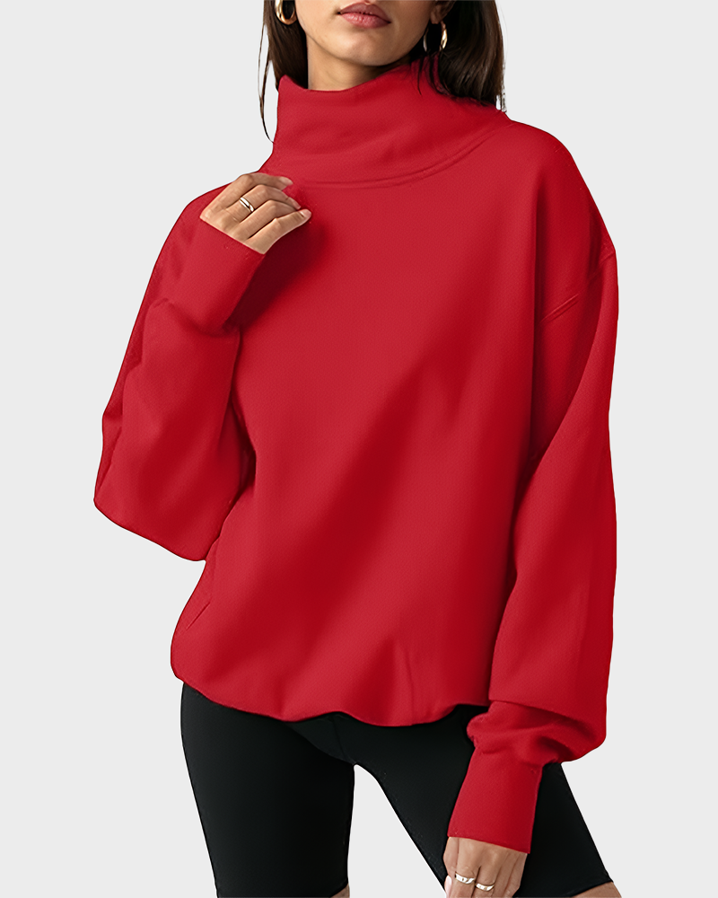 Women's Oversized Turtleneck Sweatshirt Casual Pullover Top
