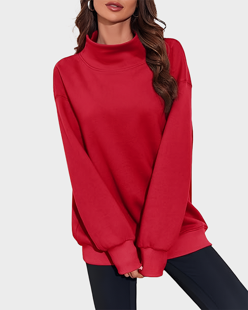 Women's Oversized Turtleneck Sweatshirt Casual Pullover Top