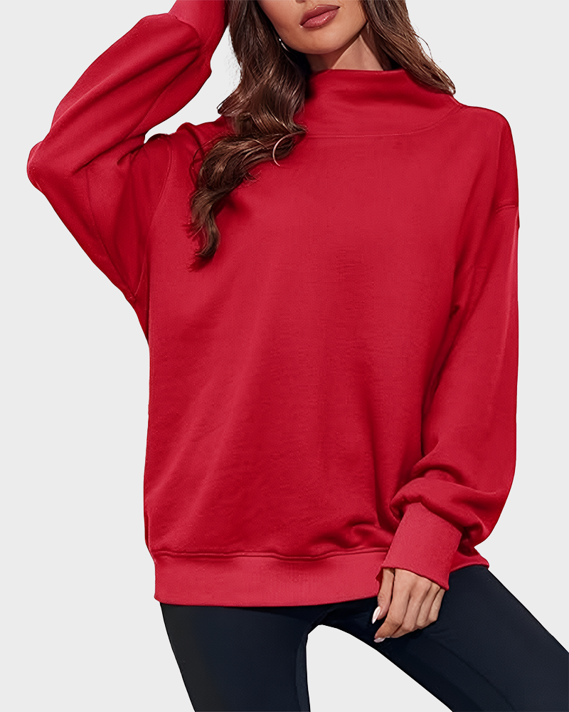 Women's Oversized Turtleneck Sweatshirt Casual Pullover Top