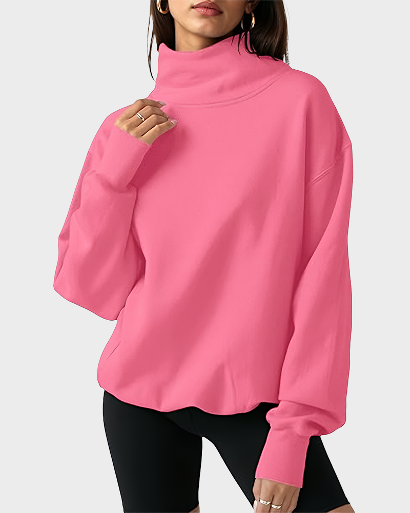 Women's Oversized Turtleneck Sweatshirt Casual Pullover Top