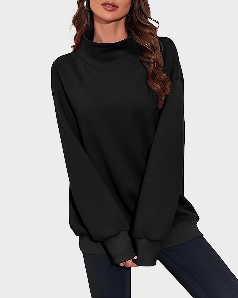 Women's Oversized Turtleneck Sweatshirt Casual Pullover Top