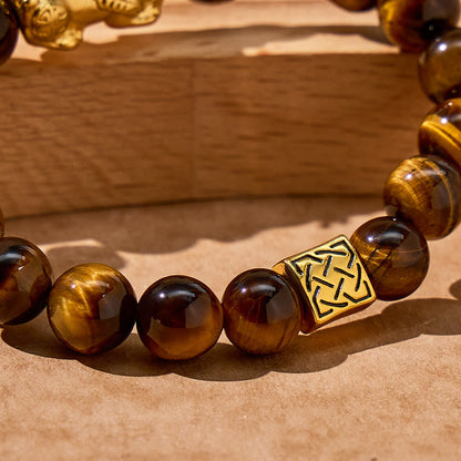 FuAttract Courage & Abundance Natural Tiger's Eye Feng Shui Pixiu Bracelet