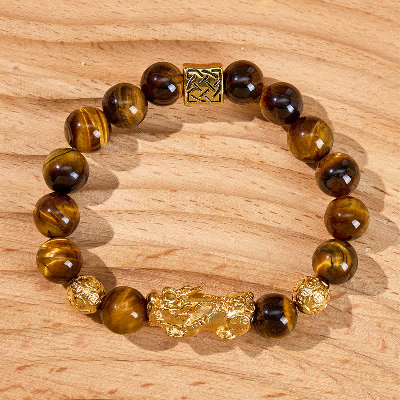 FuAttract Courage & Abundance Natural Tiger's Eye Feng Shui Pixiu Bracelet
