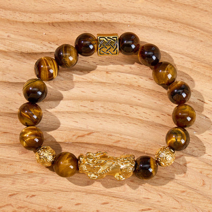 FuAttract Courage & Abundance Natural Tiger's Eye Feng Shui Pixiu Bracelet
