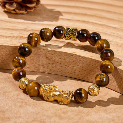 FuAttract Courage & Abundance Natural Tiger's Eye Feng Shui Pixiu Bracelet