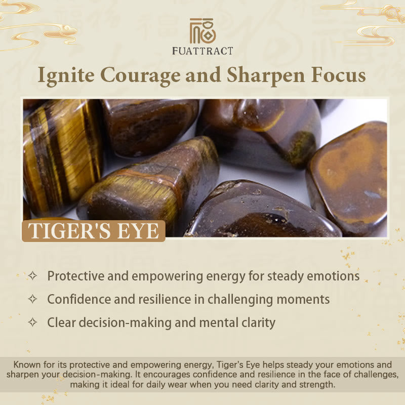 FuAttract Courage & Abundance Natural Tiger's Eye Feng Shui Pixiu Bracelet