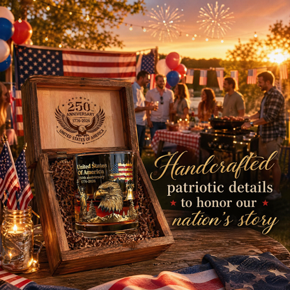 250th Anniversary American Patriotic Whiskey Glass 1776-2026