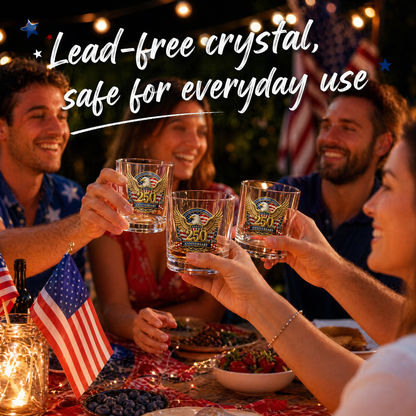 250th Anniversary American Patriotic Whiskey Glass 1776-2026